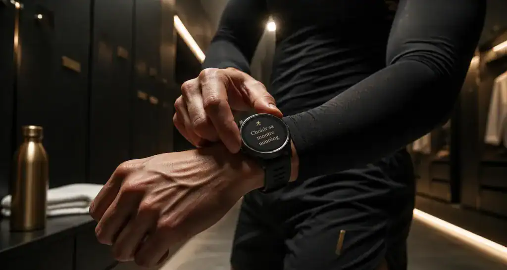 Comparatif montre running, athlète ajuste montre GPS