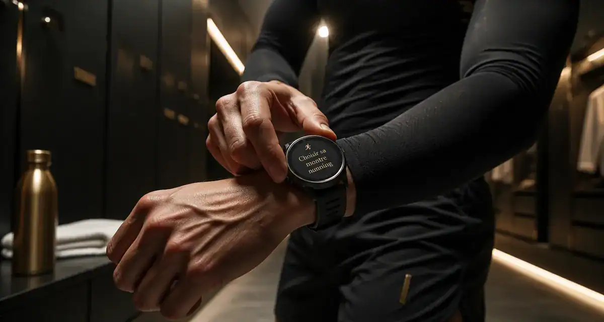 Comparatif montre running, athlète ajuste montre GPS
