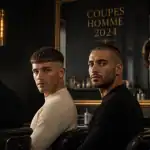 Quatre coupes homme tendance dans un salon haut de gamme