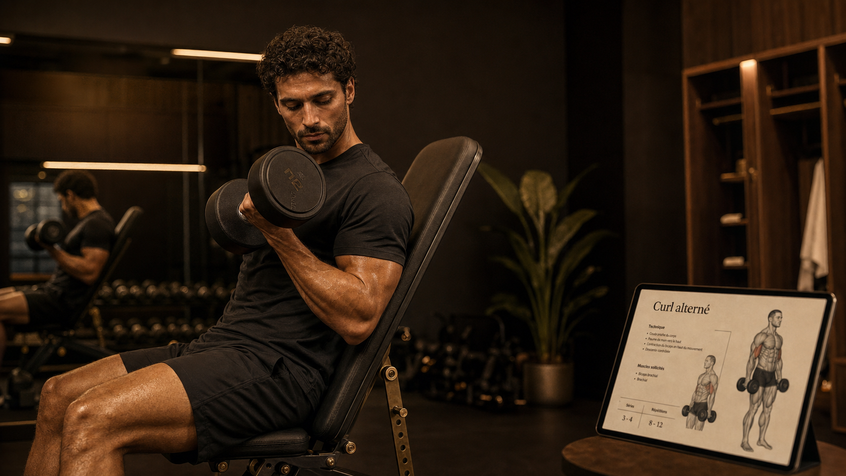 Exercice bicep avec haltere : curl alterné, biceps