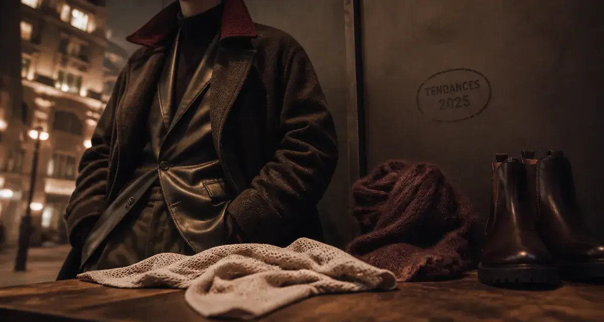 Look homme 2025 : blazer cuir, manteau laine oversize