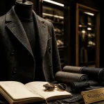 Magasin vetement homme paris : manteau laine anthracite en boutique couture