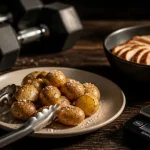Pomme de terre musculation pour la prise de muscle avec protéines et haltères