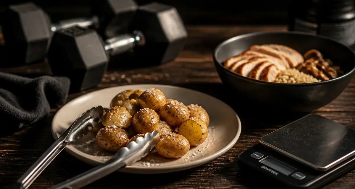 Pomme de terre musculation pour la prise de muscle avec protéines et haltères