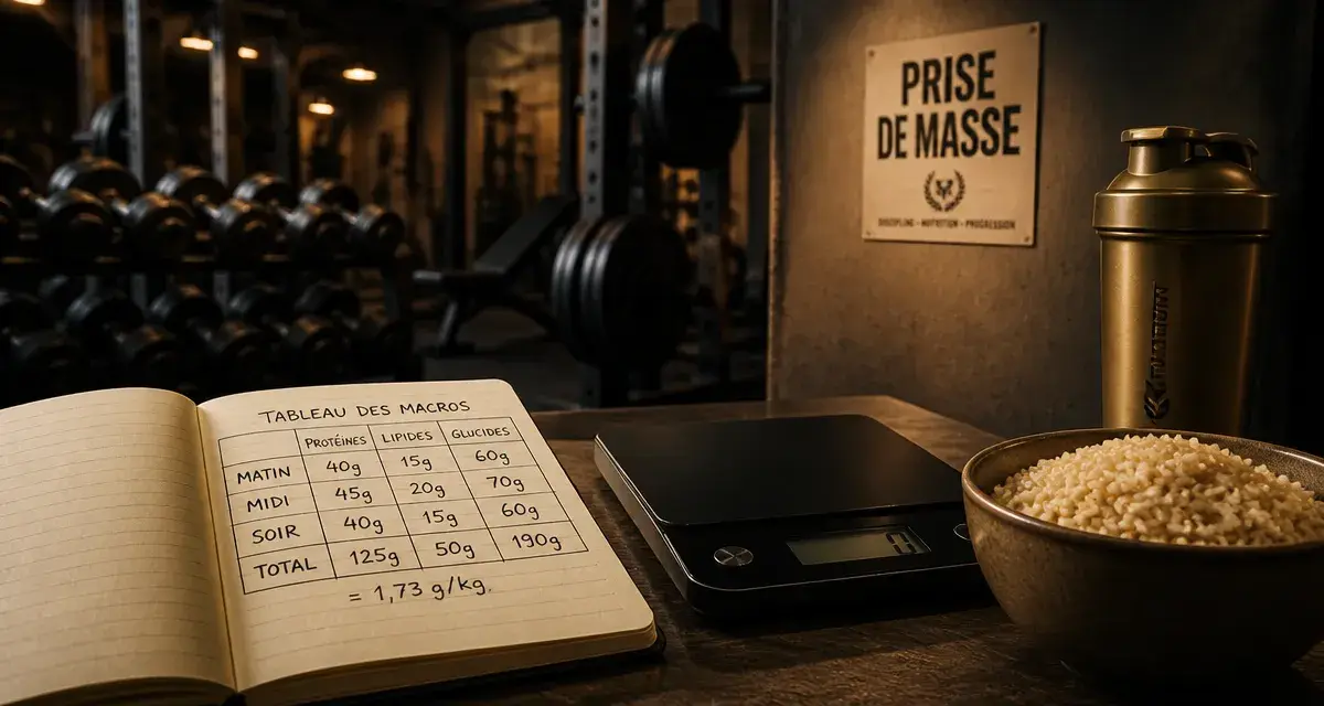 Prise de masse musculaire : surplus 300 kcal, macros et balance