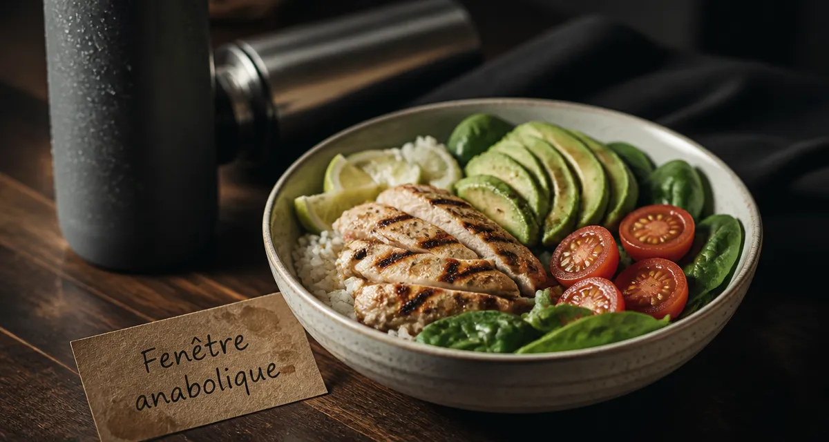 Que manger apres le sport : bowl de récupération avec riz, poulet et avocat