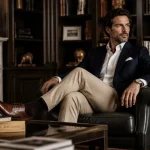 style bcbg homme blazer bleu marine salon parisien