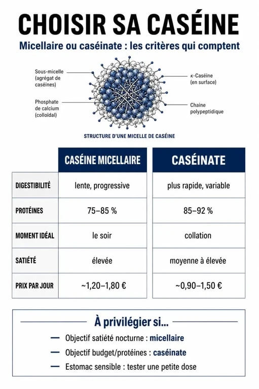 Comparatif meilleur caseine : caséine micellaire, caséinate, digestion et prix par jour