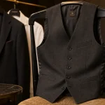 Gilet homme costume assorti, gilet laine anthracite boutonné