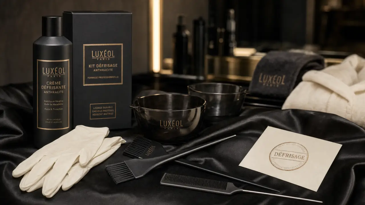 homme defrisage : kit de défrisage homme sur tissu noir satiné