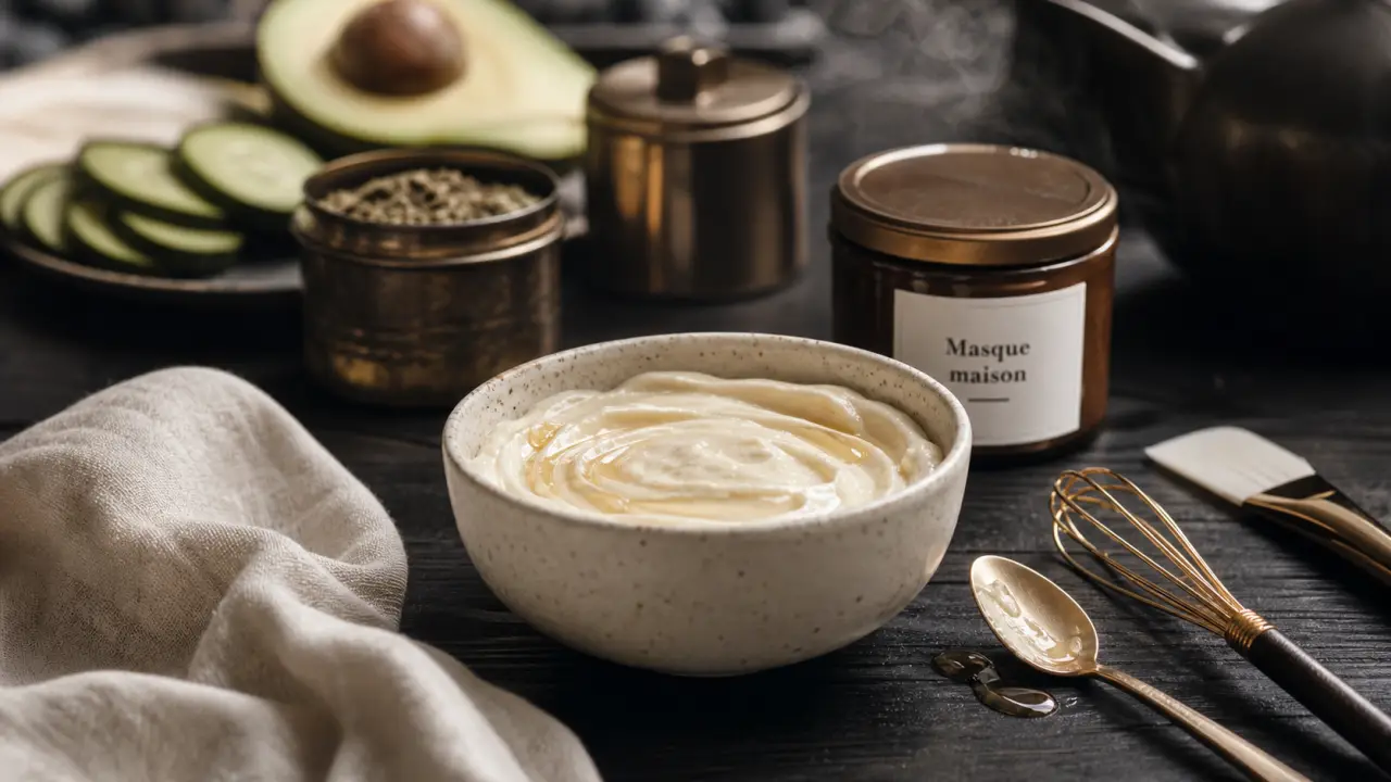 Masques pour le visage maison : masque yaourt miel en bol