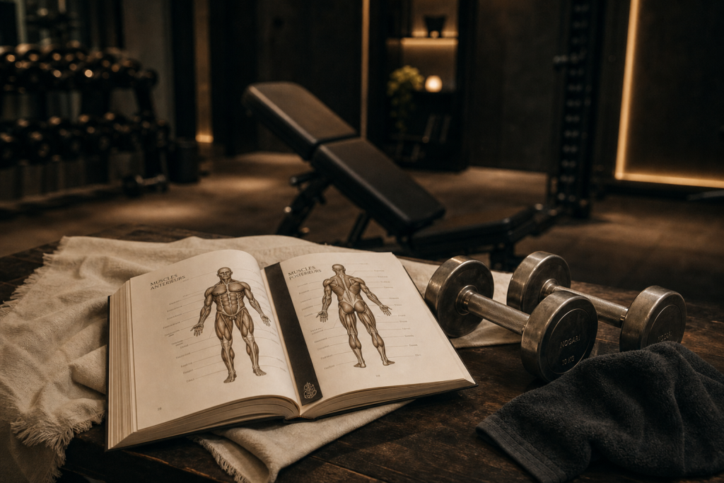 methode de musculation delavier : livre anatomie et haltères