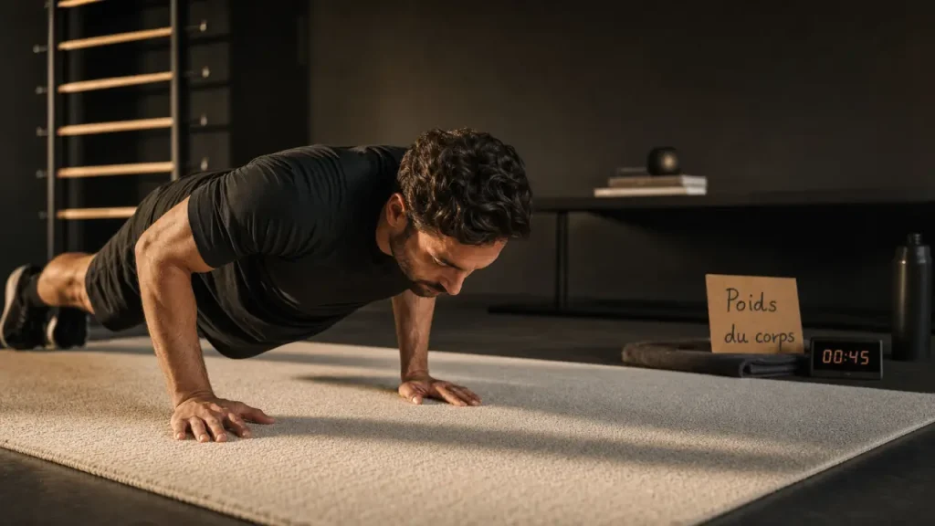 Pompes musculation poids du corps, programme à domicile