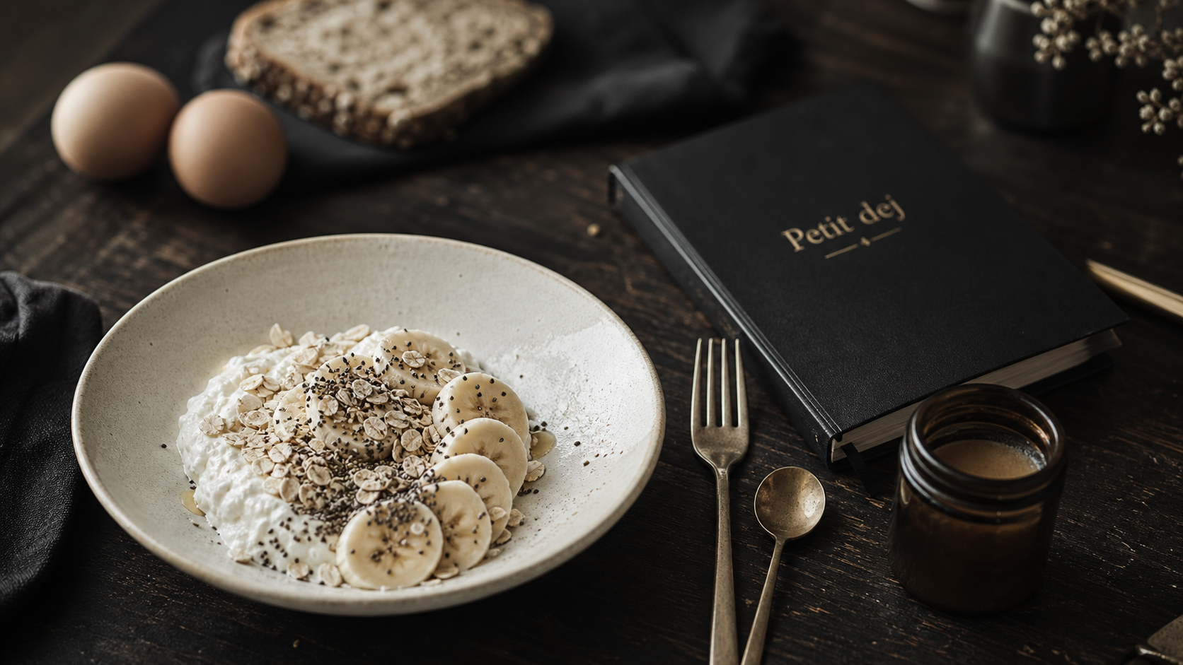 Petit dej proteiné rapide skyr, banane et chia