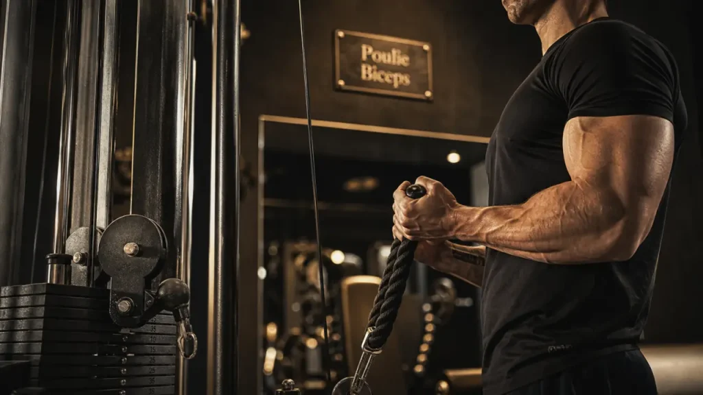 Poulie biceps au câble, corde en supination