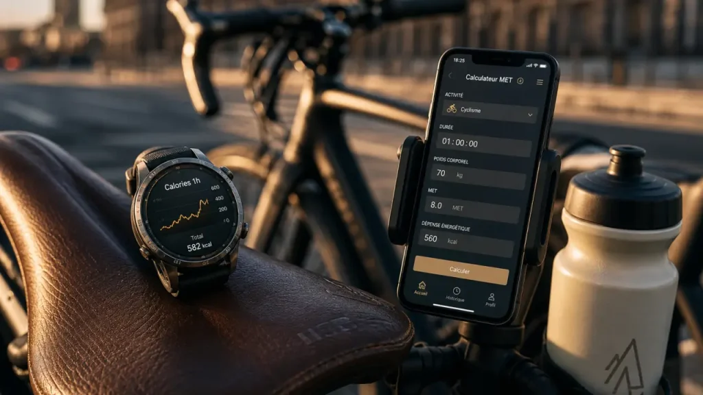 1h de vélo calorie : montre sport indiquant calories et effort