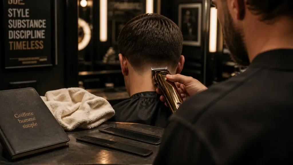 Coiffure homme simple taper, contour net nuque dégagée