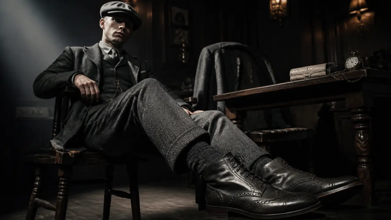 Costume peaky blinders homme 3 pièces avec casquette plate 1919, style anthracite et bronze