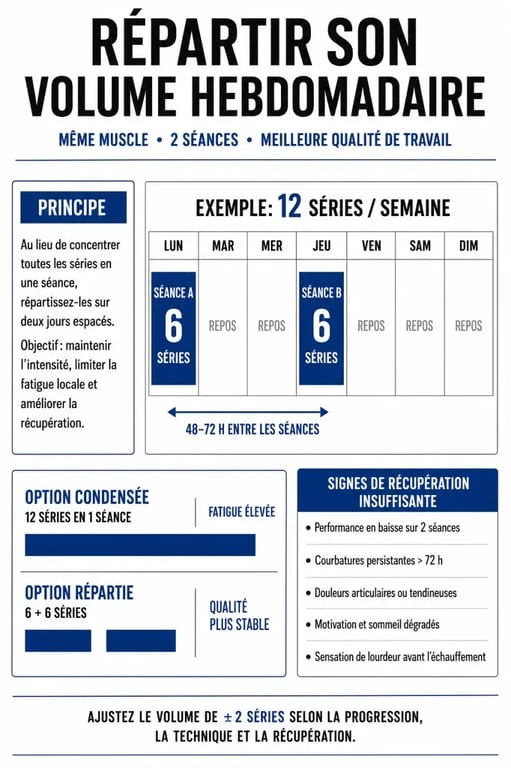 Combien de série par muscle : répartition hebdomadaire des séries sur plusieurs séances