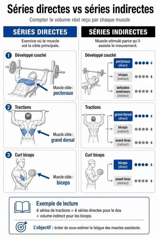 Combien de série par muscle : schéma des séries directes et indirectes à compter