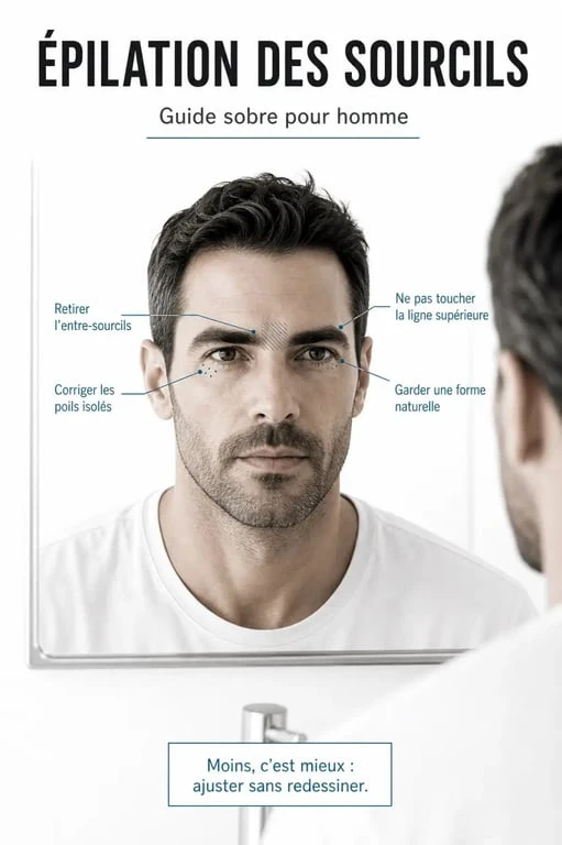 Épilation sourcil homme : zones à épiler et zones à éviter sur un visage masculin