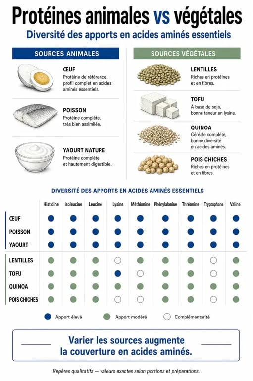 Comparatif des sources alimentaires de protéines animales et végétales