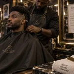 Coiffure africaine homme : cheveux afro courts coiffés au salon