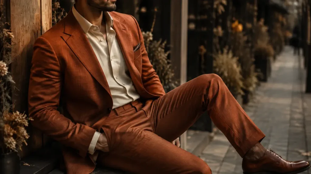 Costume homme terracotta : la coupe, la matière et les associations qui font la différence