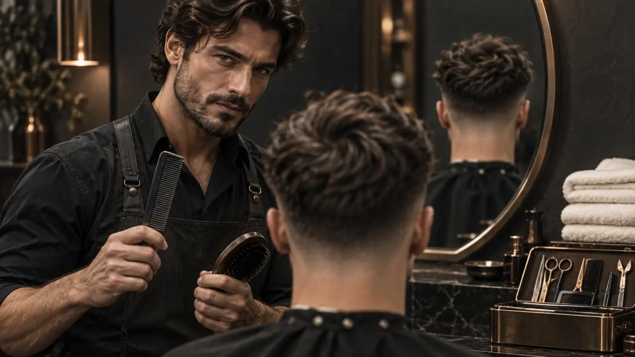 Coupe coiffure homme dégradé affine le visage, nuque et tempes fondues