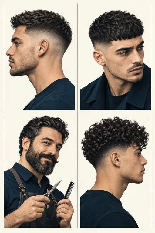 Dessins de coiffure homme dans plusieurs styles graphiques