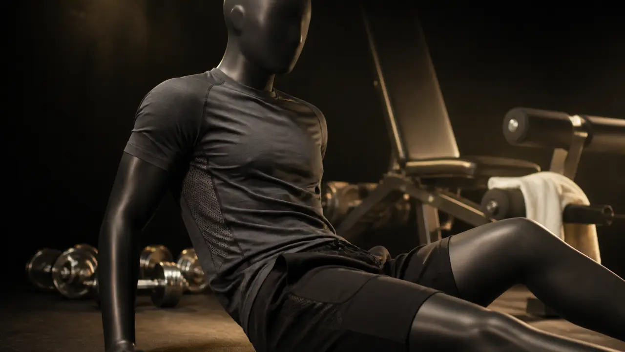 Tenue fitness homme : t-shirt respirant et short extensible, sec et maintenu