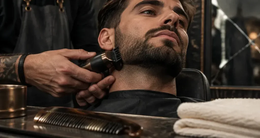 Barbe italienne homme : dégradé sur la mâchoire
