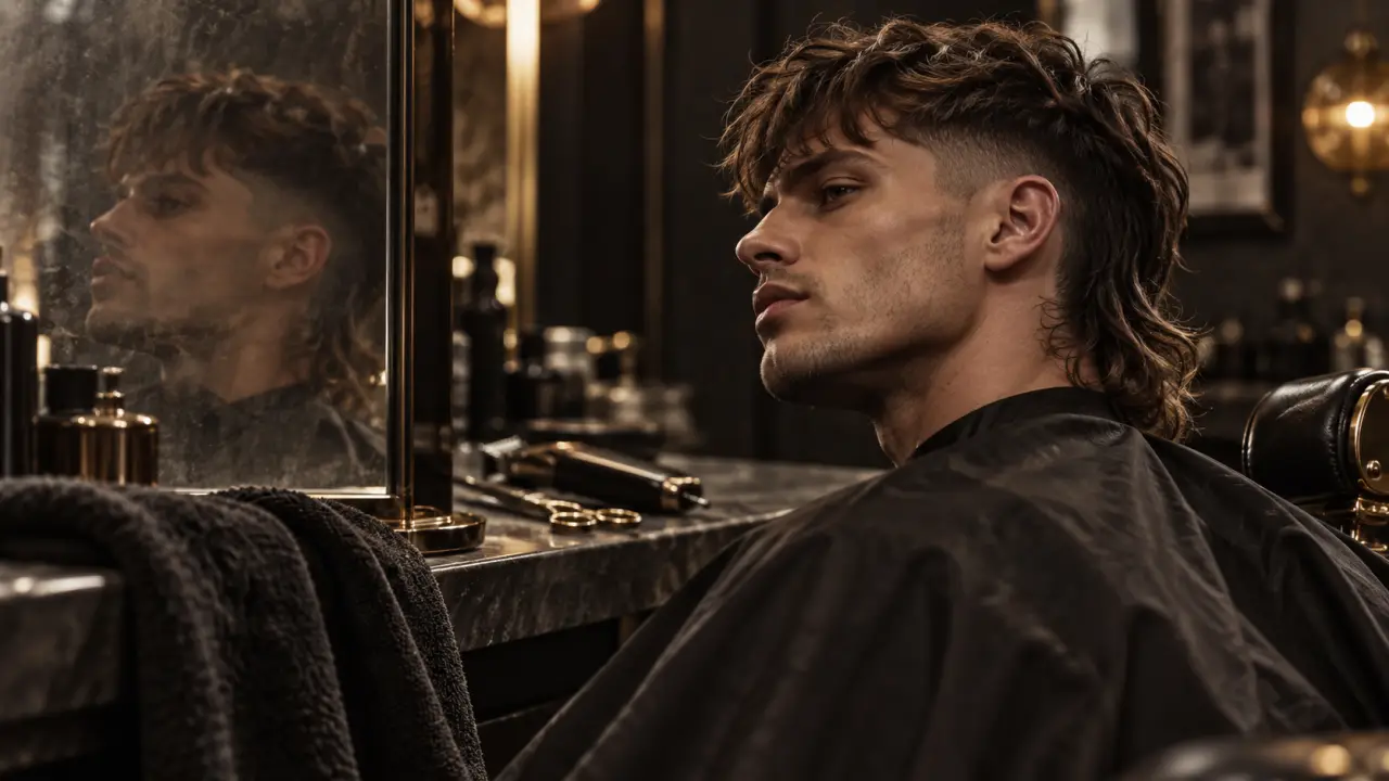 Coiffure mulet homme : dégradé moderne, texture texturée et nuque allongée