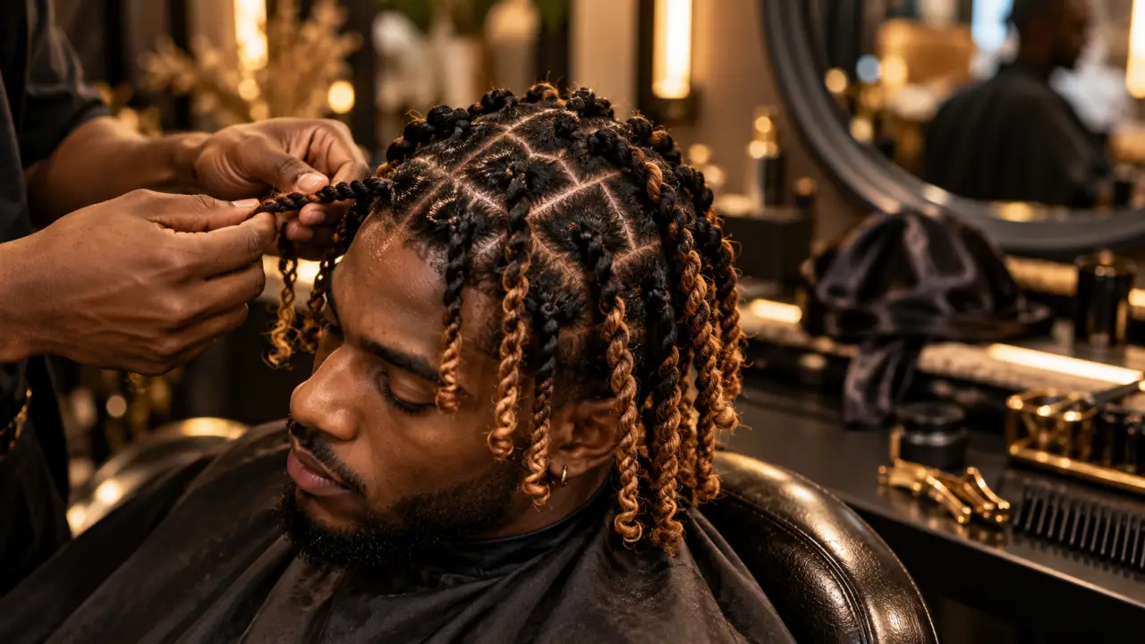 Coiffure tresse homme : raies nettes