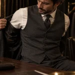 Costume 3 pièces homme sans veste : gilet anthracite et pantalon